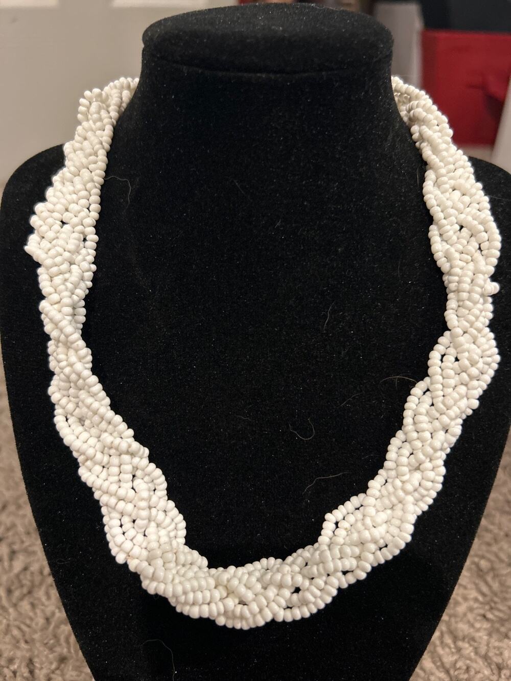Vintage White Seed Necklace - made in Czechoslovakia